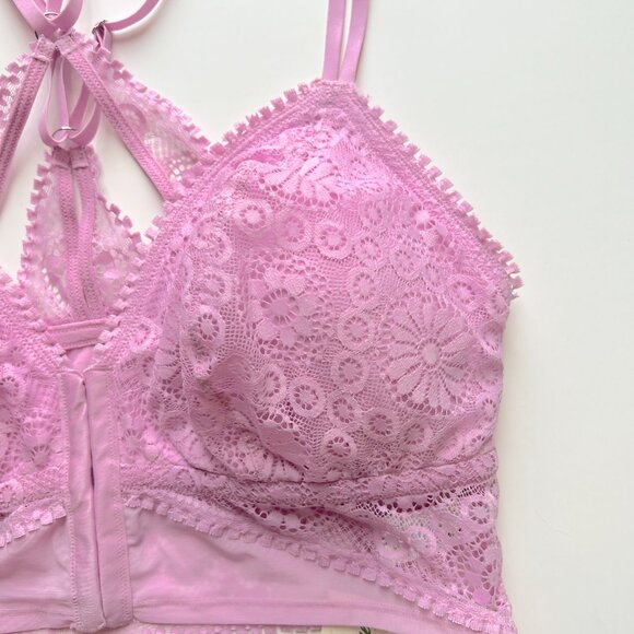 NWT Aerie Joy Lace Padded Longline Bralette Violet Willow Size XL NEW - Picture 4 of 12
